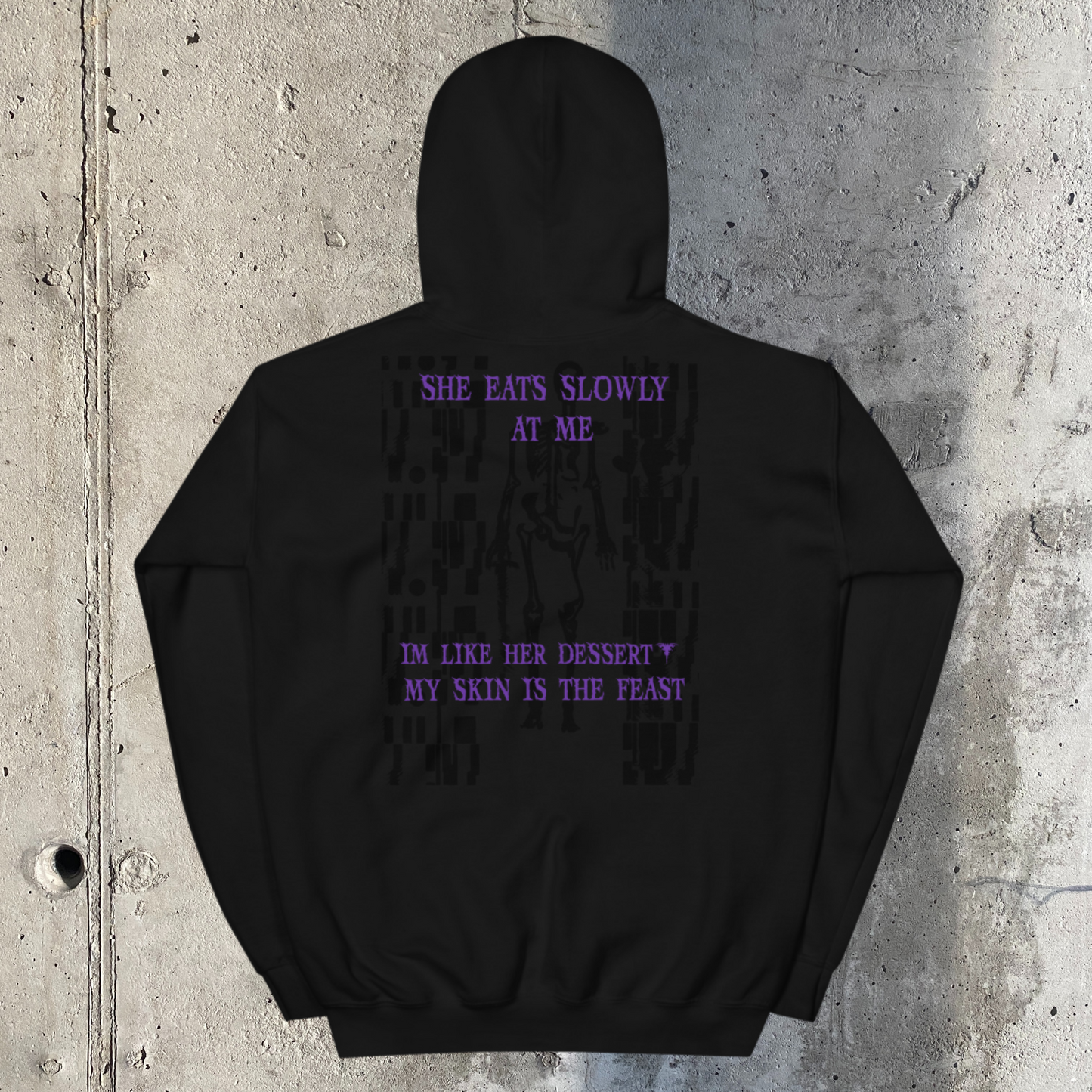 'she eats slowly' heavy hoodie